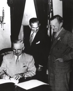 President Truman signing the Fulbright Act into Law, August 1, 1946