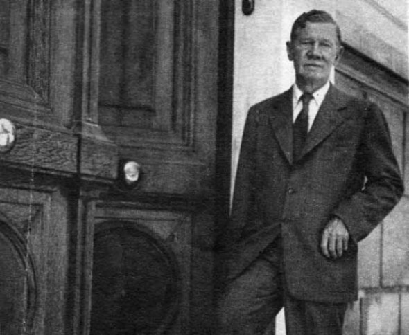 Carl Blegen outside his house on Ploutarchou Street in Athens (1960)