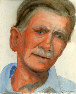 Carl Blegen,1958. Watercolor by Julie Langsam. ASCSA Archives, Carl W. Blegen Papers.