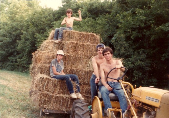 Growing up in Indiana. Tom Brogan driving the family's tracter, 1982.