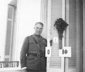 Lieutanent Colonel Edward Capps photographed on the balcony of the ARC headquarters in Athens