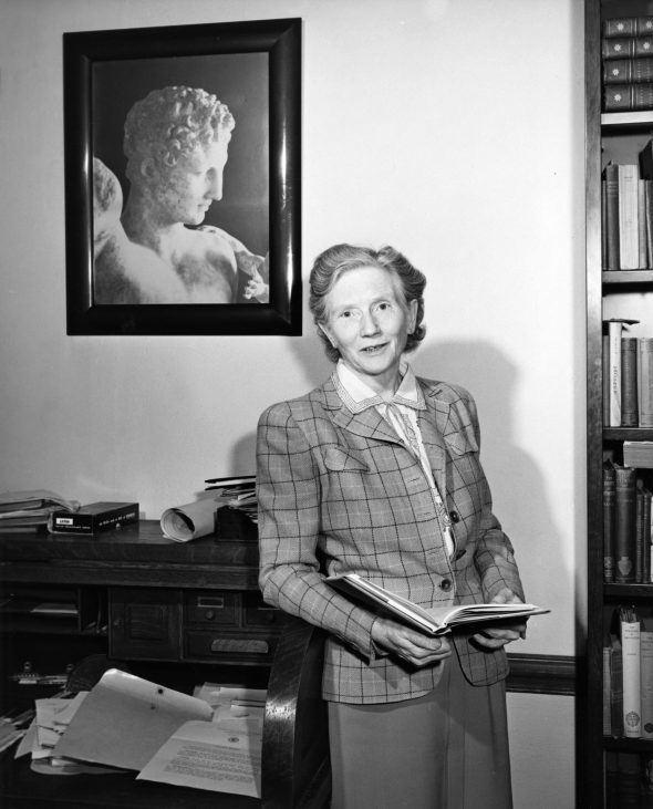 Gertrude E. Smith in her office at the University of Chicago, ca. 1950.